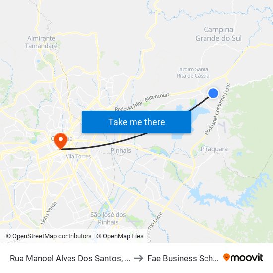 Rua Manoel Alves Dos Santos, 117 to Fae Business School map