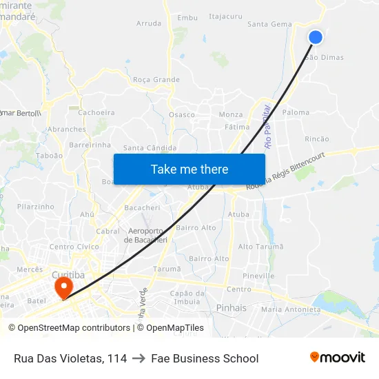 Rua Das Violetas, 114 to Fae Business School map