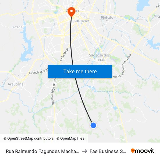 Rua Raimundo Fagundes Machado 364 to Fae Business School map