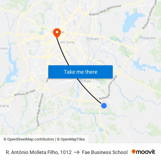 R. Antônio Molleta Filho, 1012 to Fae Business School map