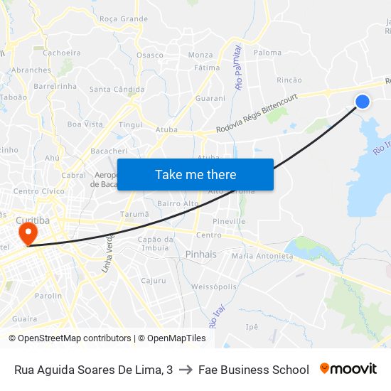 Rua Aguida Soares De Lima, 3 to Fae Business School map