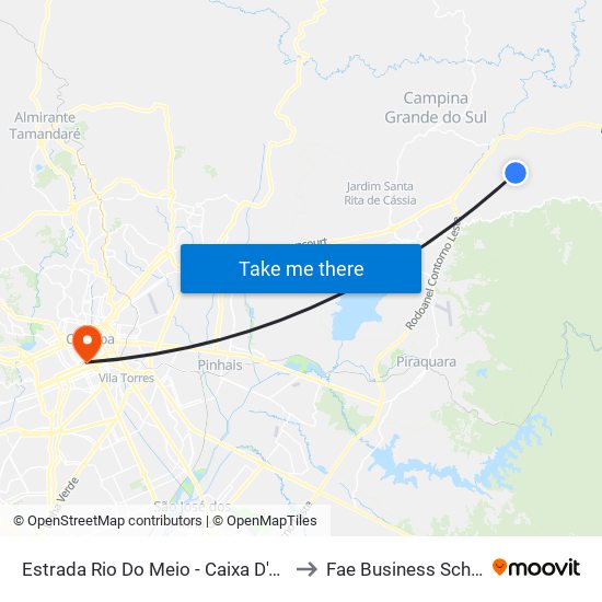 Estrada Rio Do Meio - Caixa D'Agua to Fae Business School map