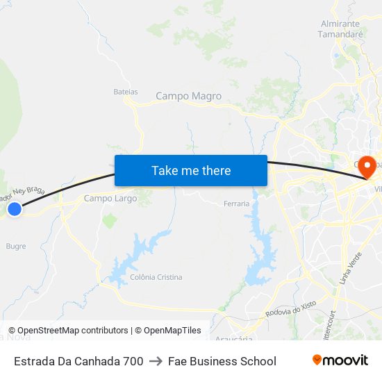 Estrada Da Canhada 700 to Fae Business School map