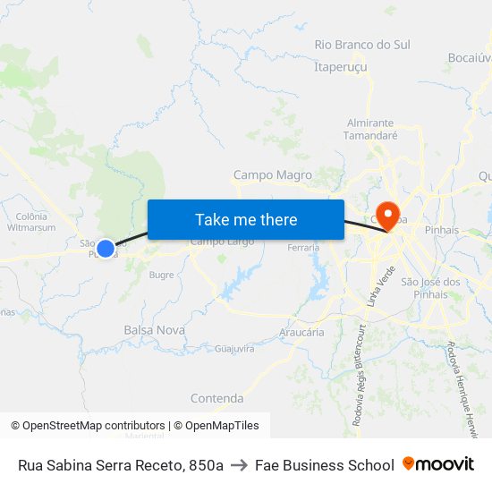 Rua Sabina Serra Receto, 850a to Fae Business School map