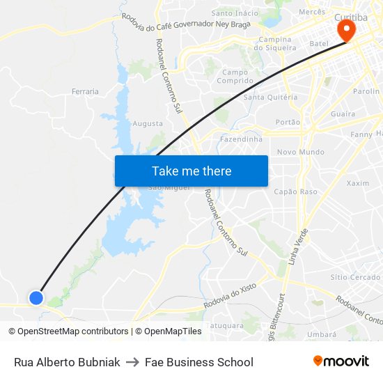 Rua Alberto Bubniak to Fae Business School map