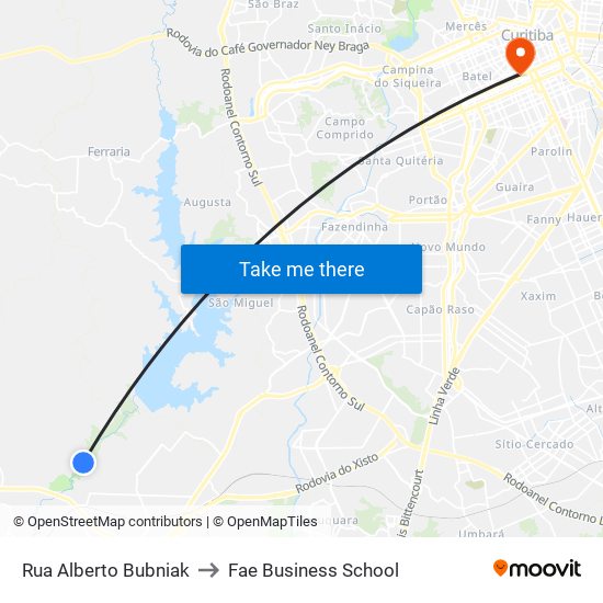 Rua Alberto Bubniak to Fae Business School map