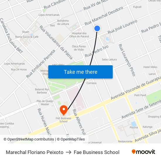 Marechal Floriano Peixoto to Fae Business School map