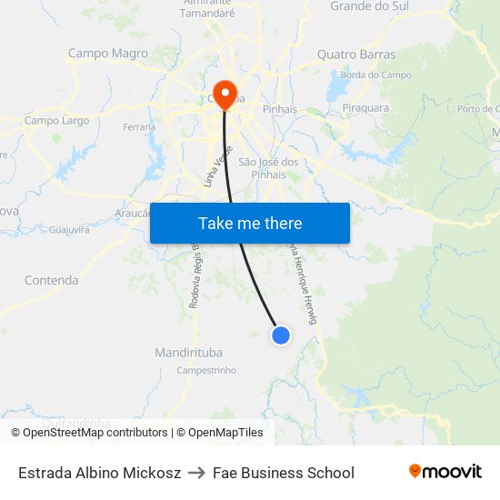 Estrada Albino Mickosz to Fae Business School map
