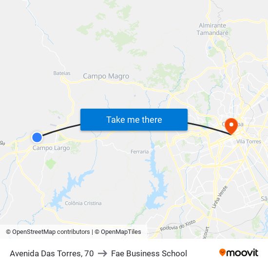 Avenida Das Torres, 70 to Fae Business School map