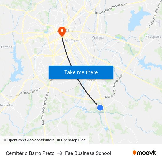 Cemitério Barro Preto to Fae Business School map