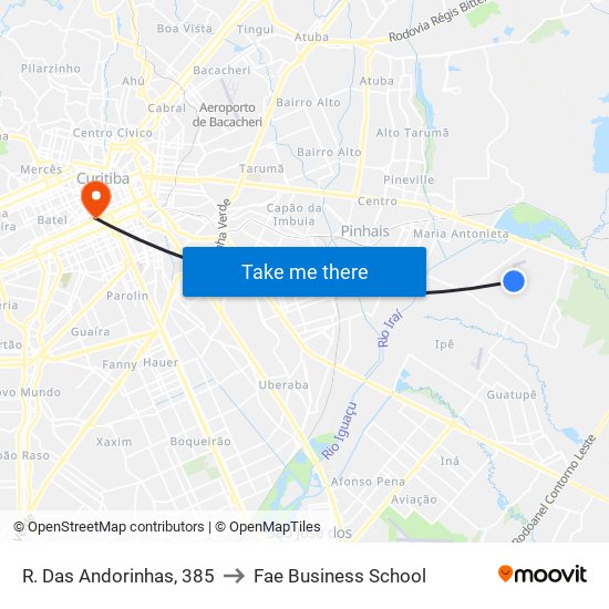 R. Das Andorinhas, 385 to Fae Business School map