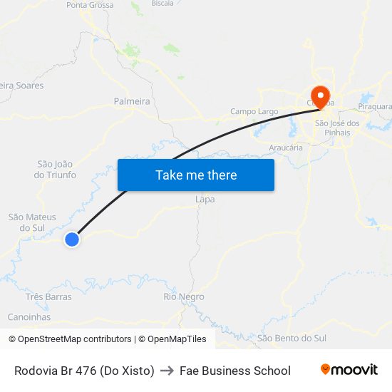 Rodovia Br 476 (Do Xisto) to Fae Business School map