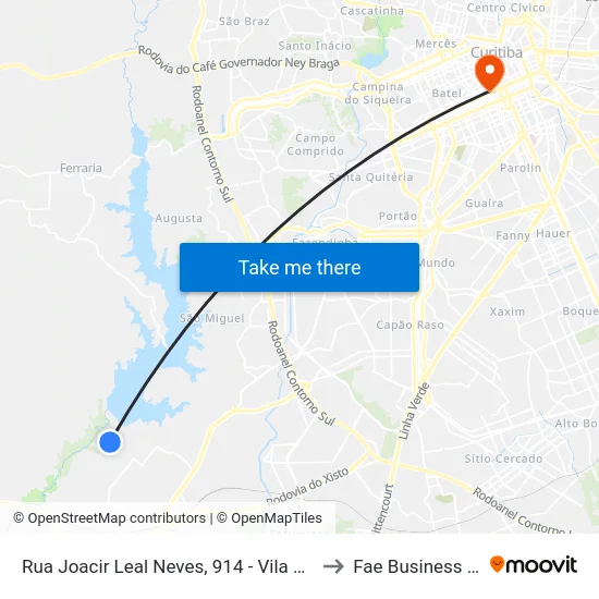 Rua Joacir Leal Neves, 914 - Vila 21 De Outubro to Fae Business School map