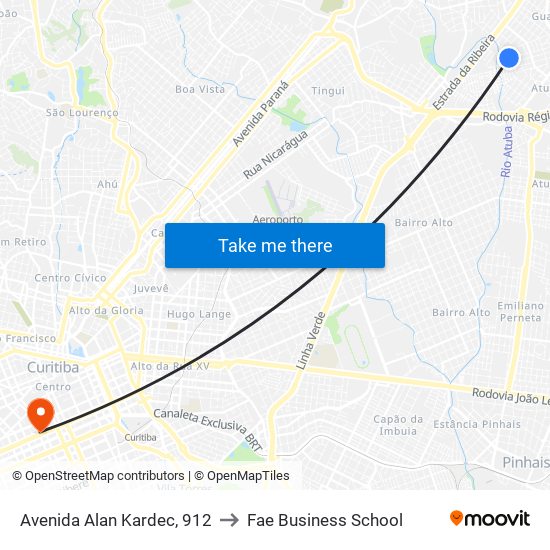 Avenida Alan Kardec, 912 to Fae Business School map