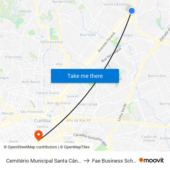Cemitério Municipal Santa Cândida to Fae Business School map