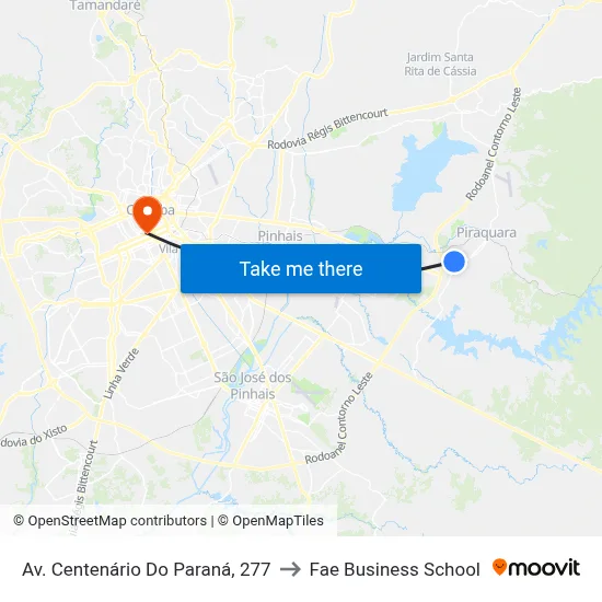 Av. Centenário Do Paraná, 277 to Fae Business School map