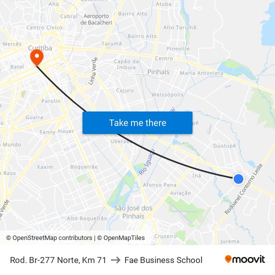 Rod. Br-277 Norte, Km 71 to Fae Business School map