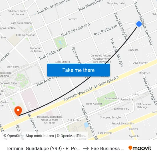 Terminal Guadalupe (Y99) - R. Pedro Ivo, 971 to Fae Business School map