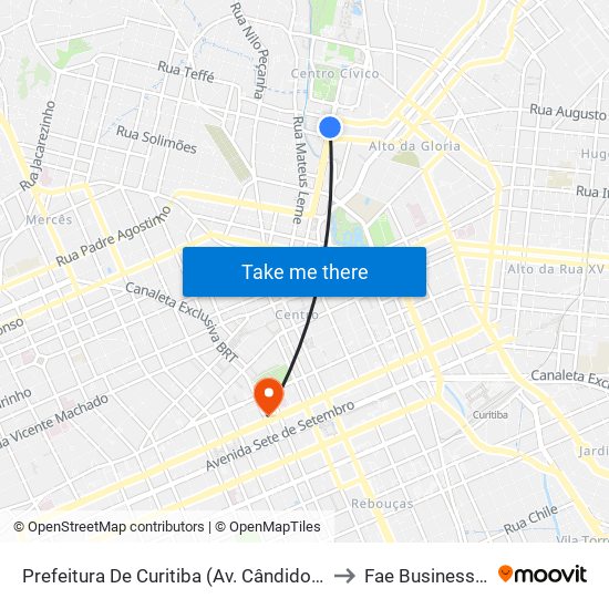 Prefeitura De Curitiba (Av. Cândido De Abreu, 707) to Fae Business School map