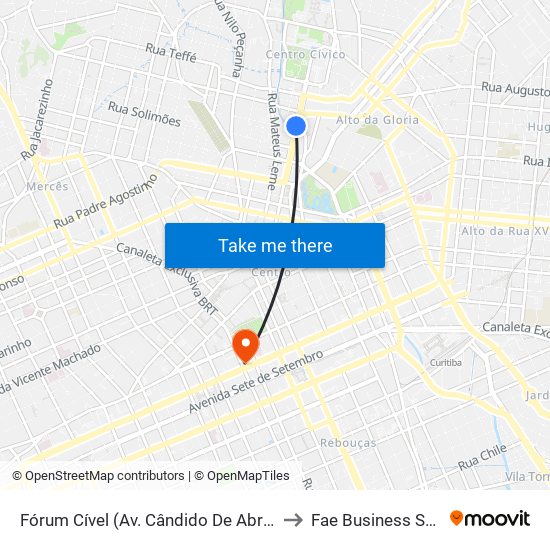 Fórum Cível (Av. Cândido De Abreu, 400) to Fae Business School map