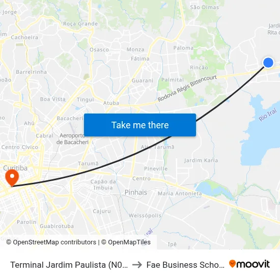 Terminal Jardim Paulista (N01) to Fae Business School map