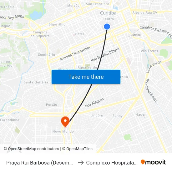 Praça Rui Barbosa (Desembargador Westphalen) to Complexo Hospitalar Do Trabalhador map