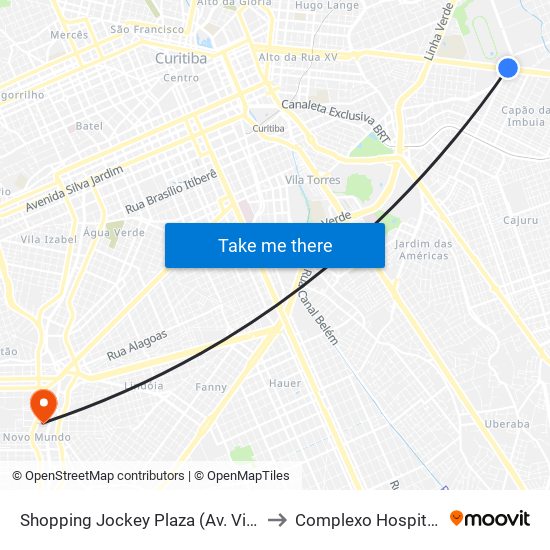 Shopping Jockey Plaza (Av. Victor Ferreira Do Amaral, 2300) to Complexo Hospitalar Do Trabalhador map