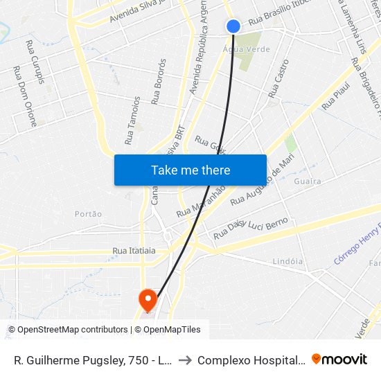 R. Guilherme Pugsley, 750 - Largo Doutor Acir Mullinari to Complexo Hospitalar Do Trabalhador map