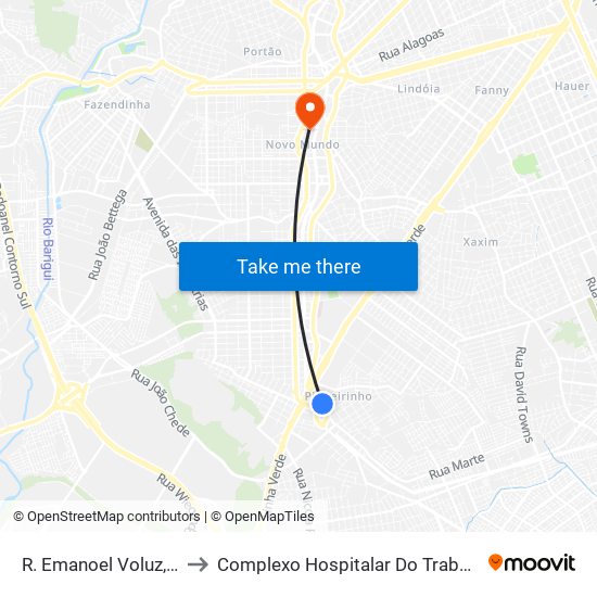 R. Emanoel Voluz, 284 to Complexo Hospitalar Do Trabalhador map