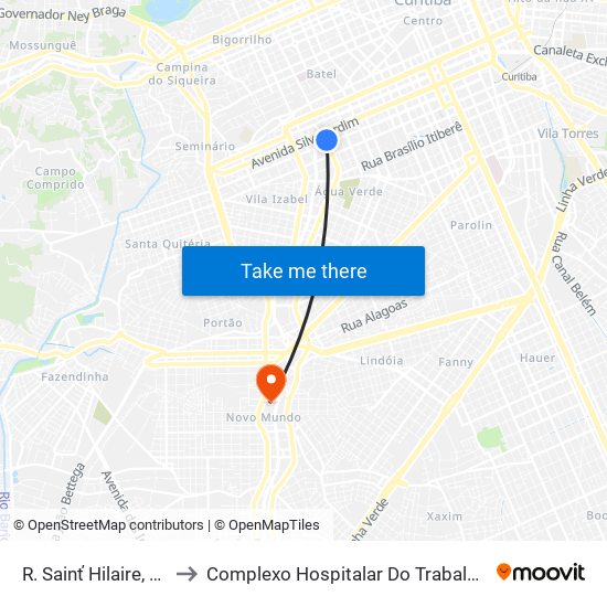 R. Sainť Hilaire, 219 to Complexo Hospitalar Do Trabalhador map