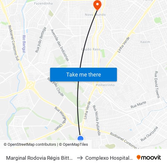 Marginal Rodovia Régis Bittencourt (Br 116) - Ceasa to Complexo Hospitalar Do Trabalhador map