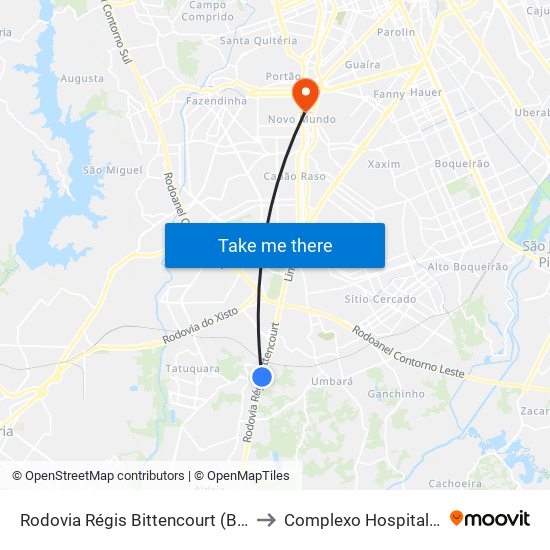 Rodovia Régis Bittencourt (Br 116) - Viaduto Pompéia to Complexo Hospitalar Do Trabalhador map