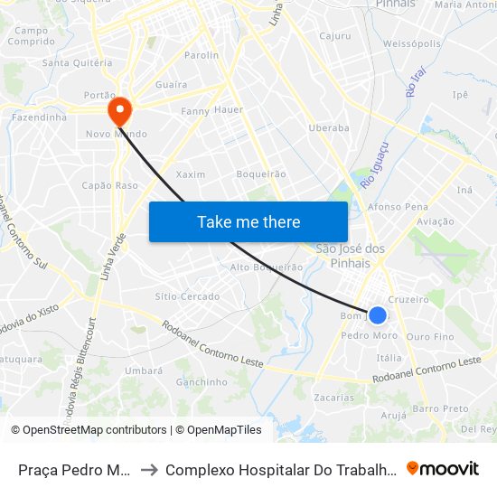Praça Pedro Moro to Complexo Hospitalar Do Trabalhador map