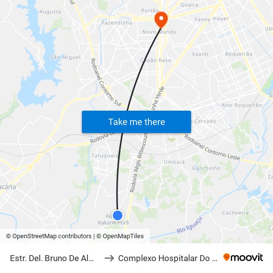 Estr. Del. Bruno De Almeida, 3617 to Complexo Hospitalar Do Trabalhador map