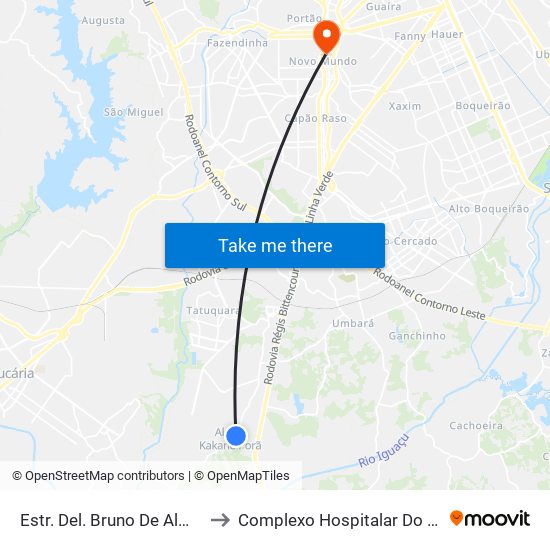 Estr. Del. Bruno De Almeida, 3986 to Complexo Hospitalar Do Trabalhador map