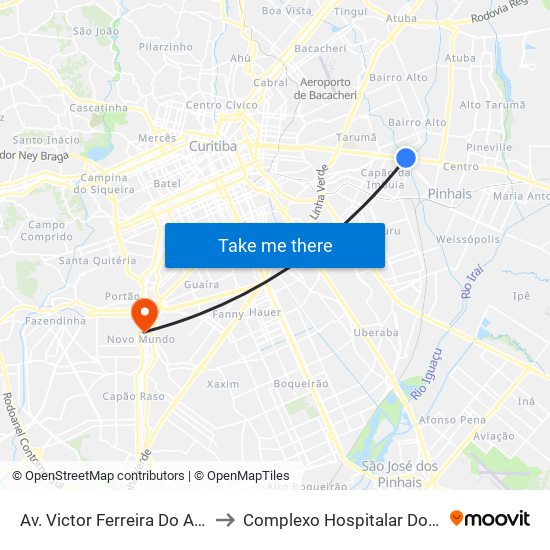 Av. Victor Ferreira Do Amaral, 3377 to Complexo Hospitalar Do Trabalhador map