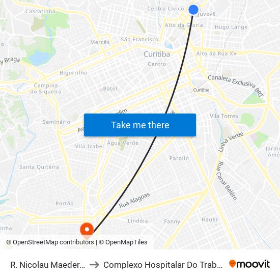 R. Nicolau Maeder, 562 to Complexo Hospitalar Do Trabalhador map