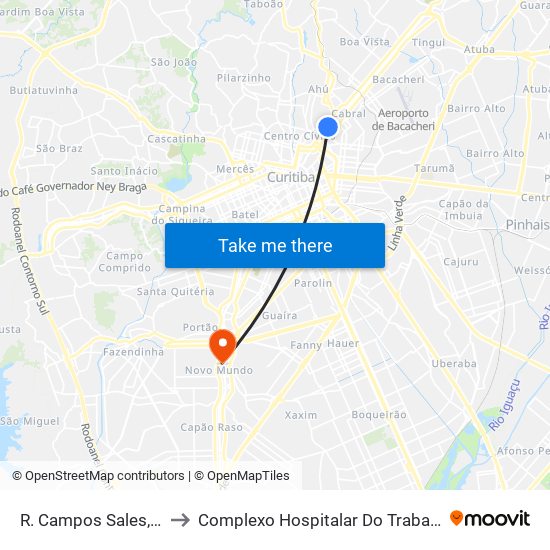 R. Campos Sales, 842 to Complexo Hospitalar Do Trabalhador map