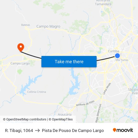 R. Tibagi, 1064 to Pista De Pouso De Campo Largo map