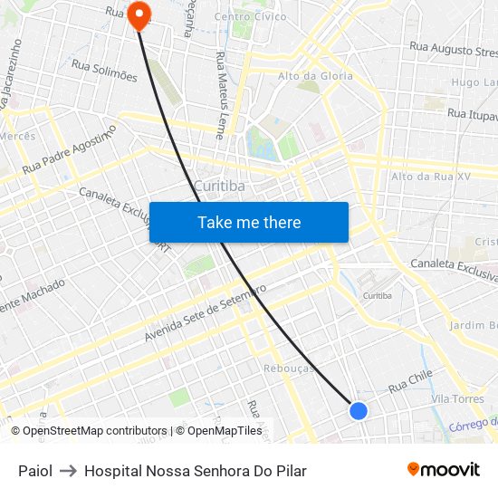 Paiol to Hospital Nossa Senhora Do Pilar map
