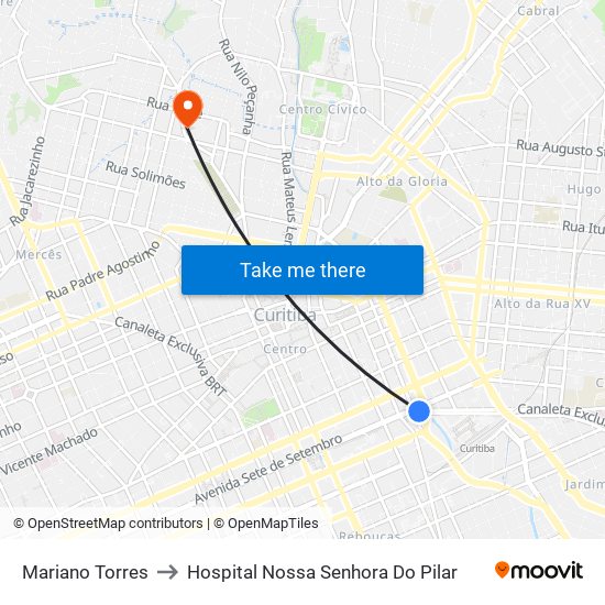 Mariano Torres to Hospital Nossa Senhora Do Pilar map