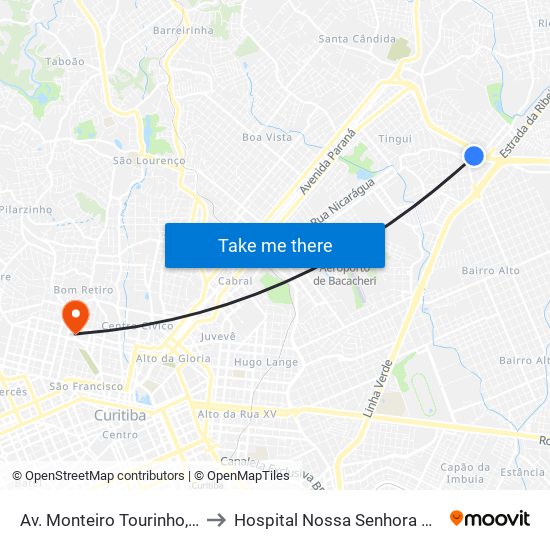 Av. Monteiro Tourinho, 1599 to Hospital Nossa Senhora Do Pilar map