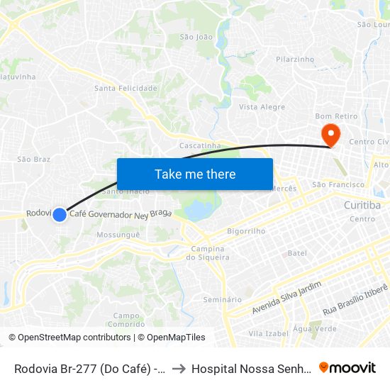 Rodovia Br-277 (Do Café) - Passarela Brf to Hospital Nossa Senhora Do Pilar map