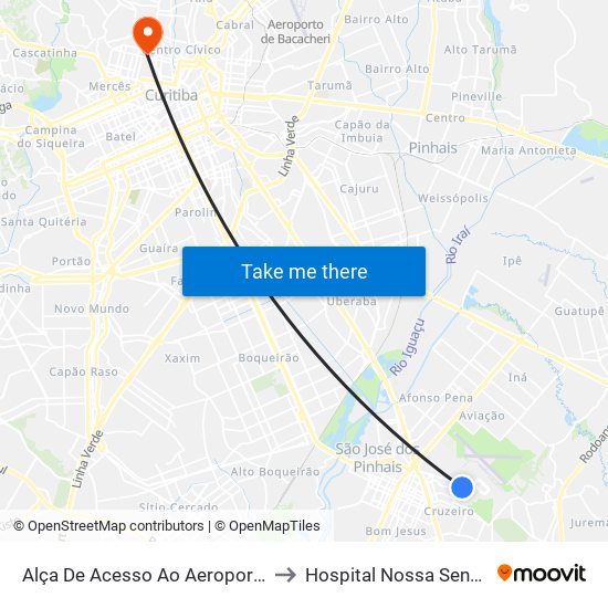 Alça De Acesso Ao Aeroporto Afonso Pena to Hospital Nossa Senhora Do Pilar map