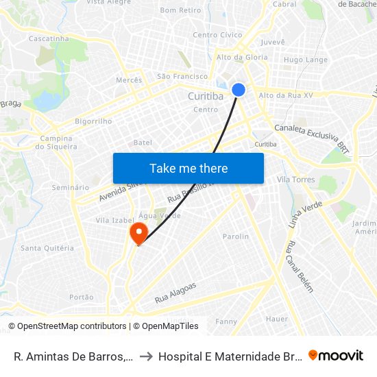 R. Amintas De Barros, 300 to Hospital E Maternidade Brígida map