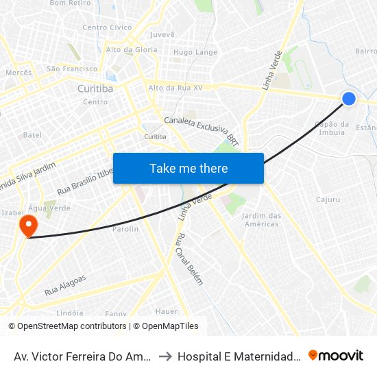 Av. Victor Ferreira Do Amaral, 3141 to Hospital E Maternidade Brígida map