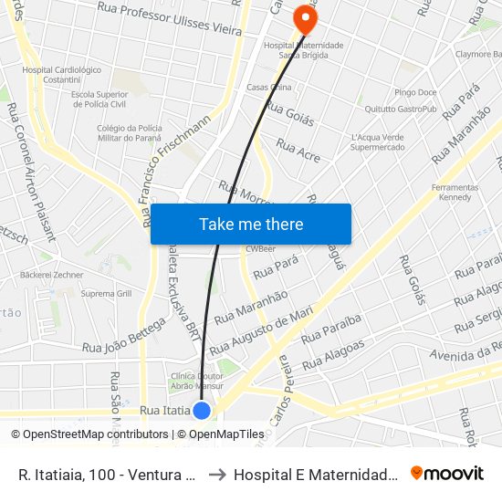 R. Itatiaia, 100 - Ventura Shopping to Hospital E Maternidade Brígida map