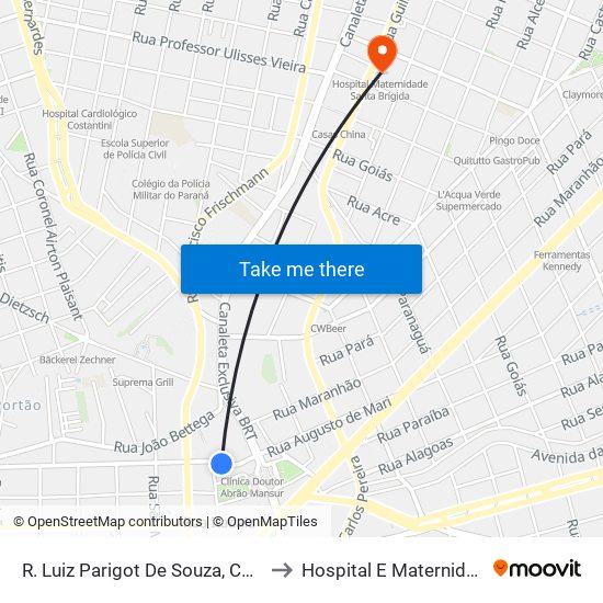 R. Luiz Parigot De Souza, Colégio Bagozzi to Hospital E Maternidade Brígida map