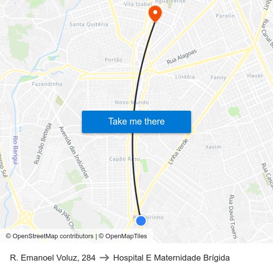 R. Emanoel Voluz, 284 to Hospital E Maternidade Brígida map