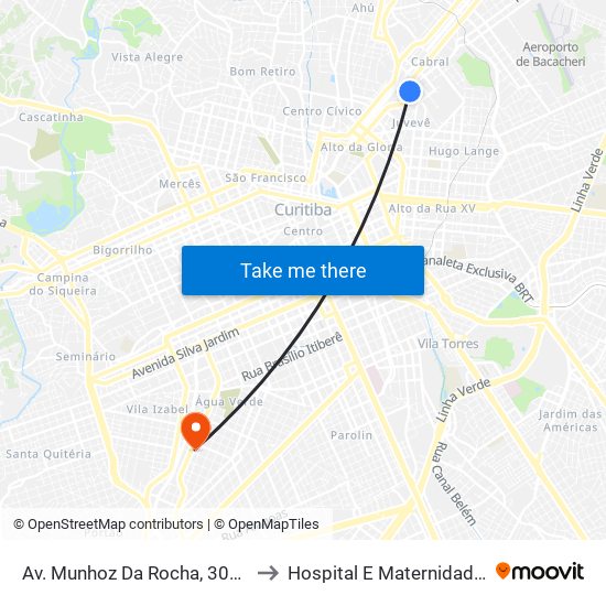 Av. Munhoz Da Rocha, 303 (Comec) to Hospital E Maternidade Brígida map